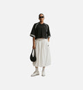 Oversized Drop Shoulder Womens Short Sleeve Shirt  - Black/Black