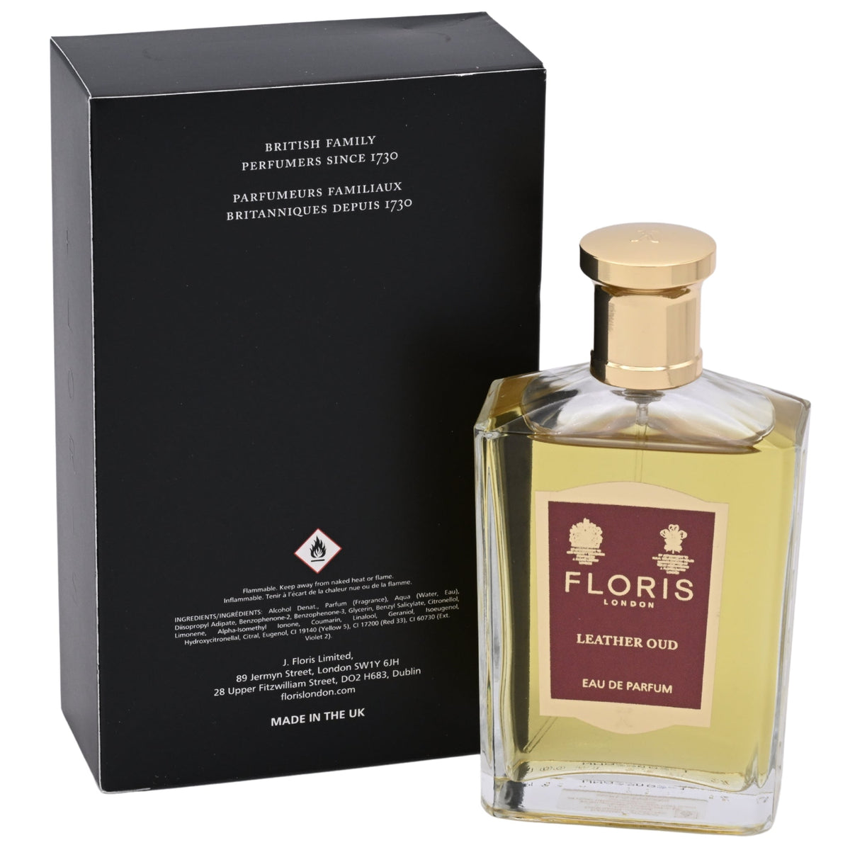 Floris Leather Oud Eau de Parfum Spray, Unisex, 3.4 oz (100 mL) - New Retail Box
