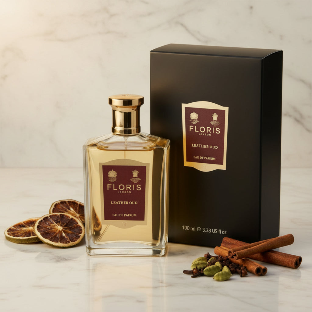 Floris Leather Oud Eau de Parfum Spray, Unisex, 3.4 oz (100 mL) - New Retail Box