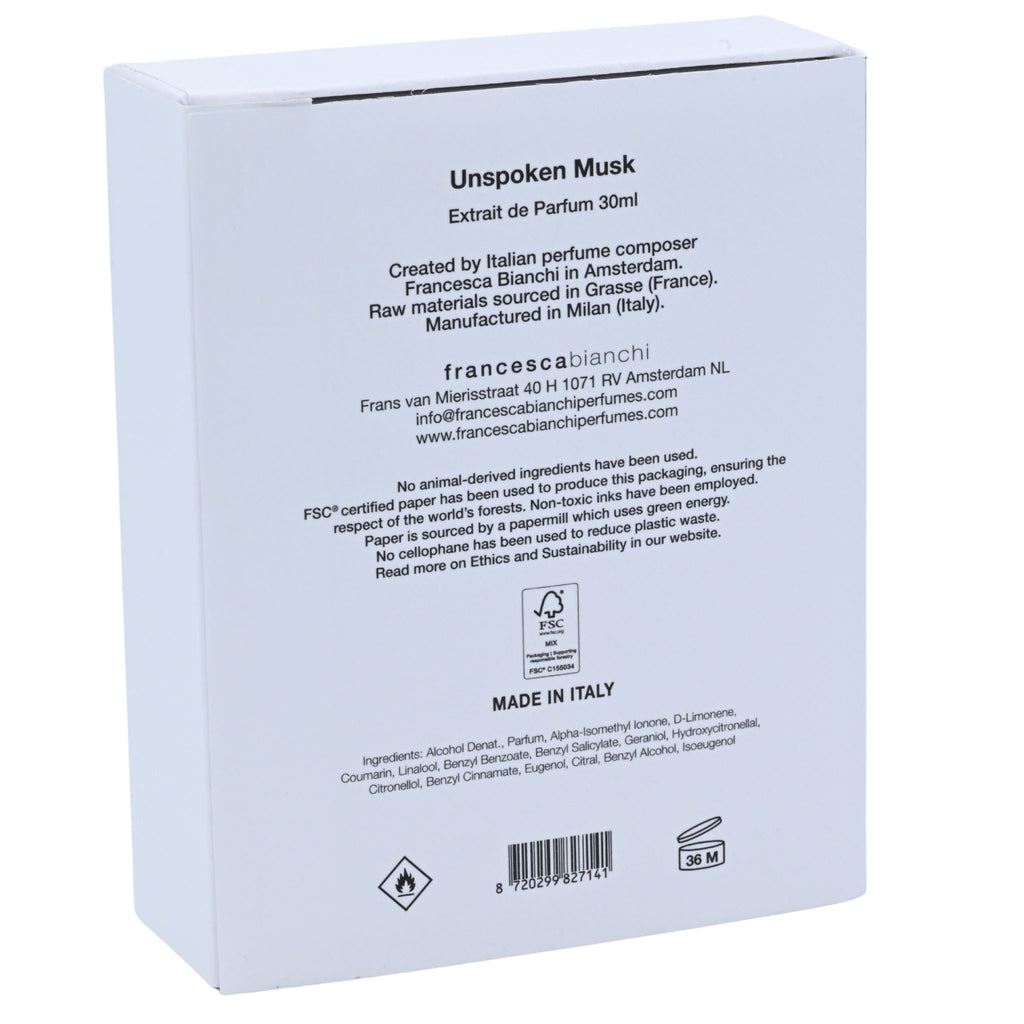 Francesca Bianchi Unspoken Musk Extrait de Parfum Spray Unisex 1.0 oz / 30 ml (New in Box)