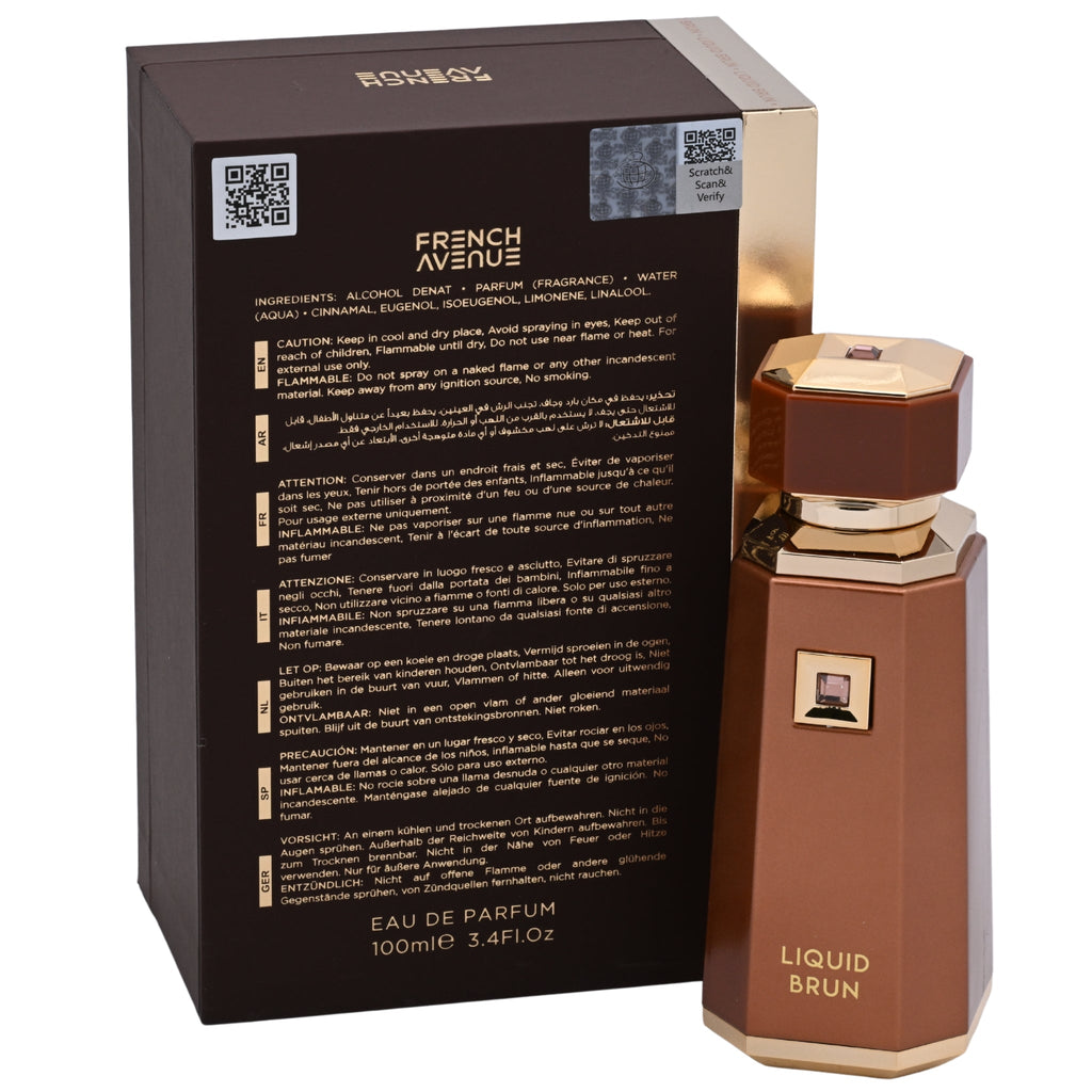 French Avenue Liquid Brun Eau de Parfum Spray for Men 3.4 oz / 100 ml NIB