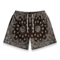 Screenprinted Paisley Two-Tone Brown Shorts