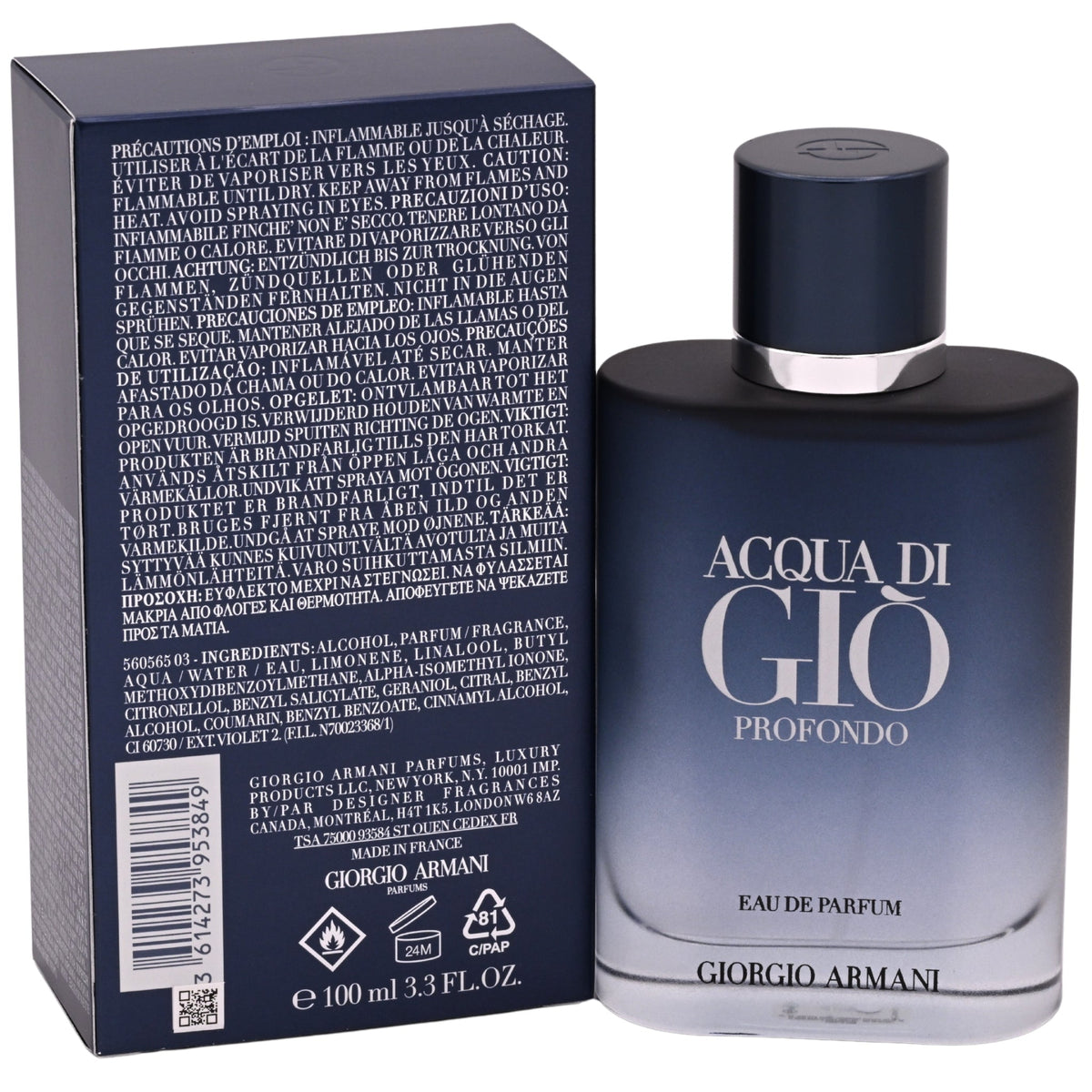 Giorgio Armani Acqua di Giò Profondo Eau de Parfum Spray for Men 3.4 oz