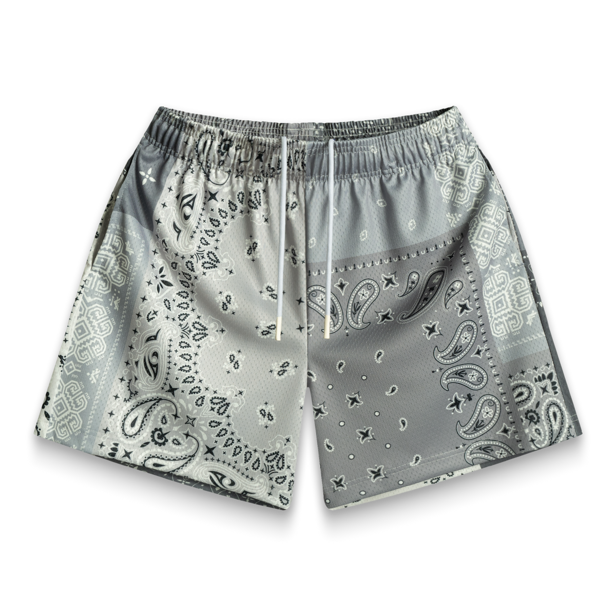 Grey Patchwork Paisley Shorts