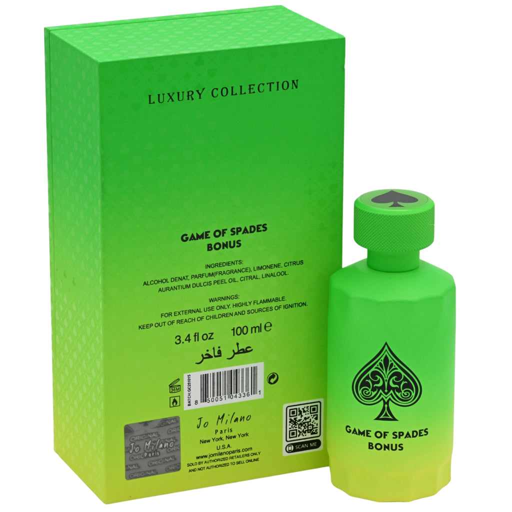 Jo Milano Paris Game of Spades Bonus Parfum Spray Unisex 3.4 oz (New in Retail Box)