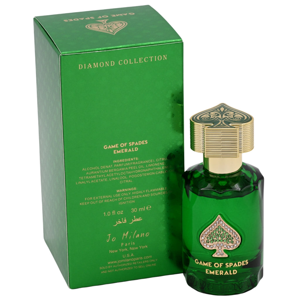 Jo Milano Paris Game of Spades Emerald Parfum Unisex 1.0 fl oz Spray New in Retail Box