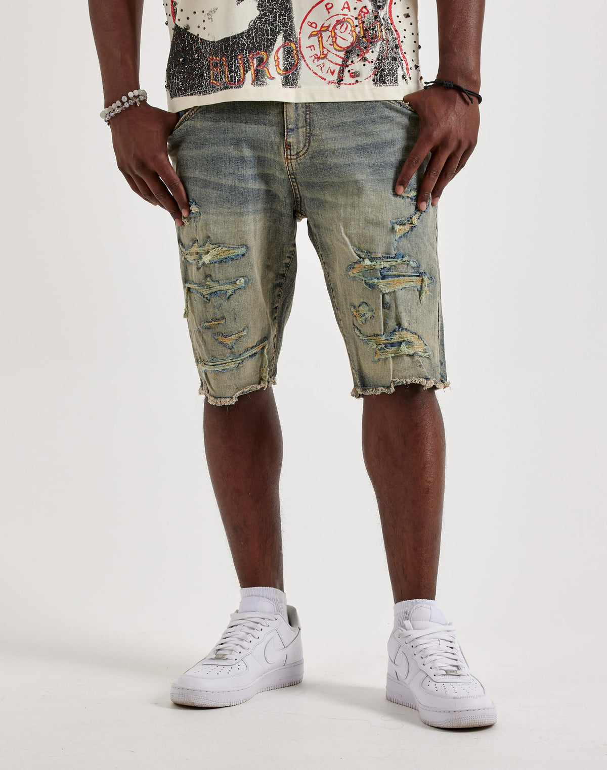 Jordan Craig Distressed Basic Denim Shorts