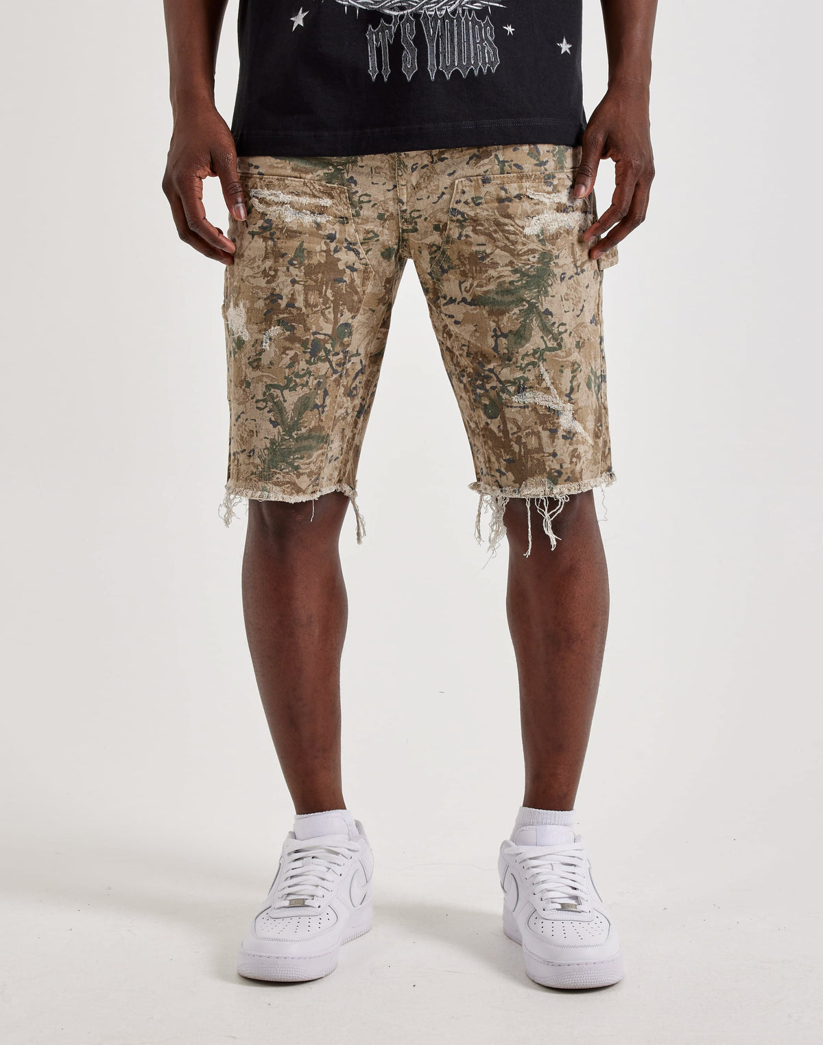 Jordan Craig Distressed Camo Carpenter Shorts