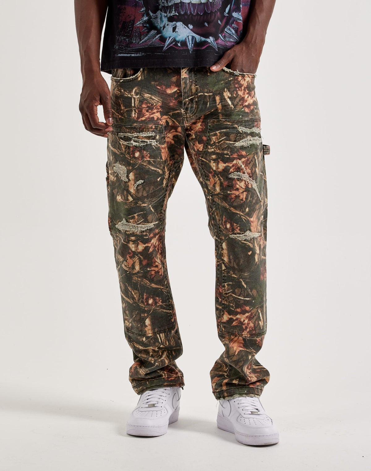 Jordan Craig Collins Distressed Camo Carpenter Straight Pants