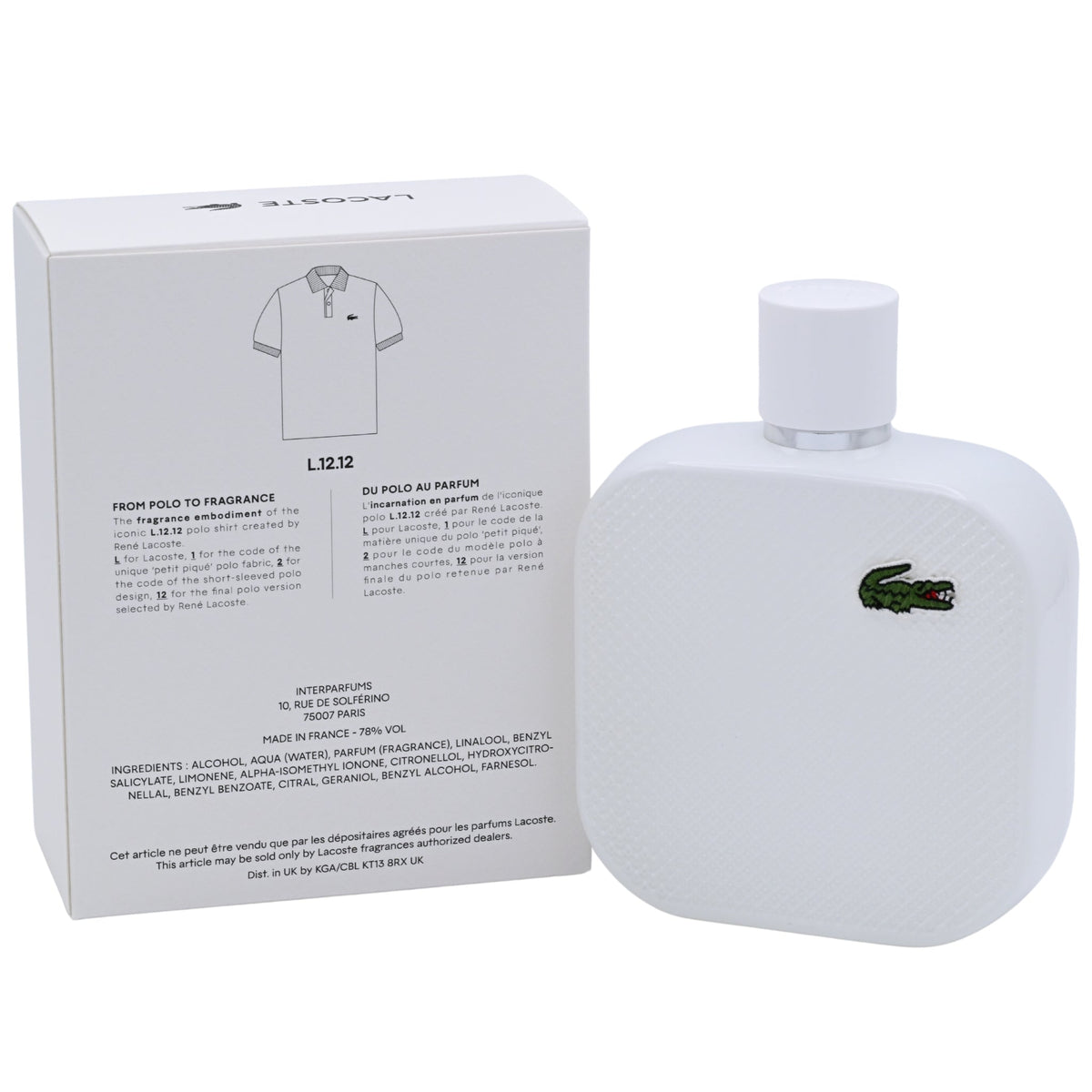 Lacoste L.12.12 Blanc by Lacoste cologne for men EDT 5.9 oz New in Box