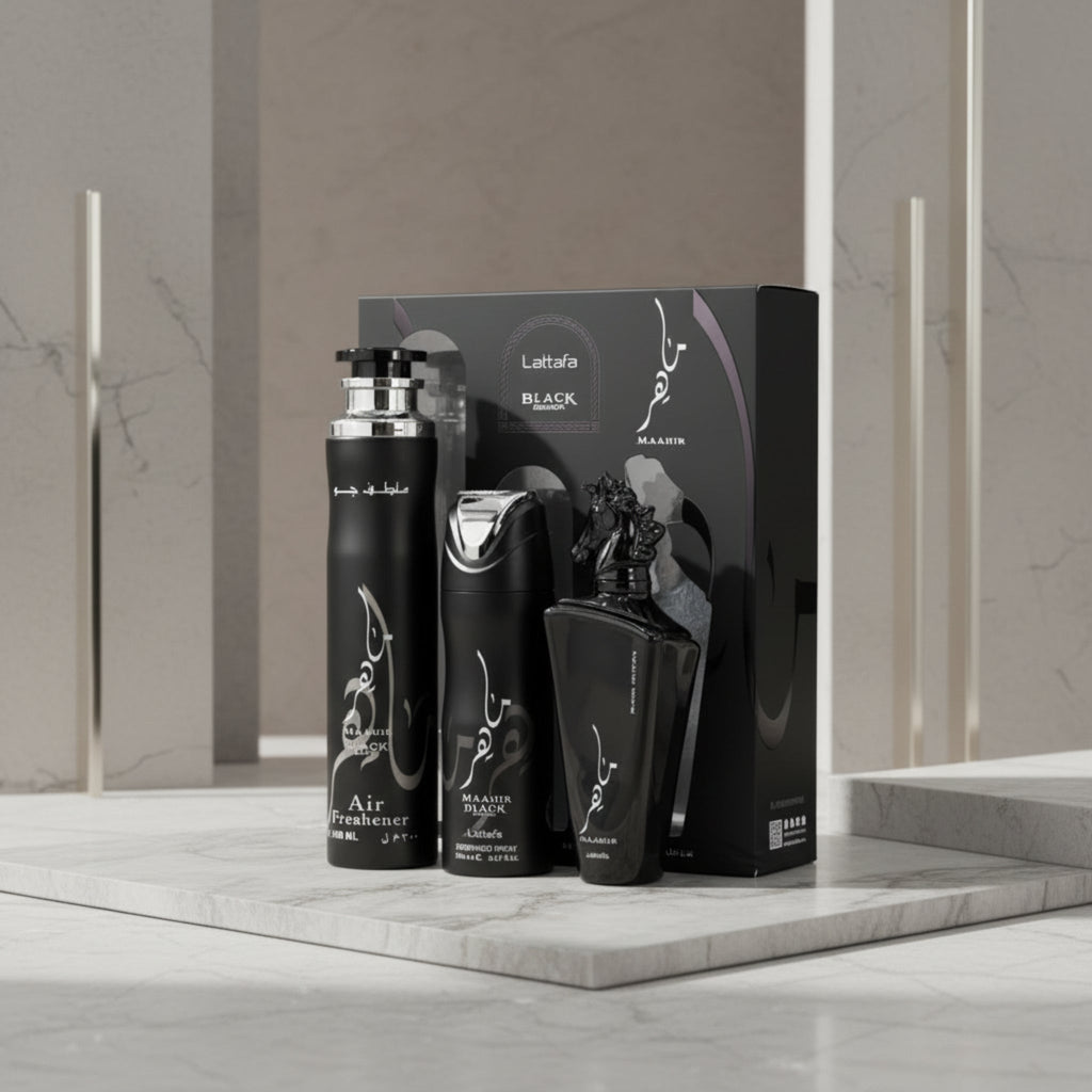Maahir Black Edition by Lattafa for Unisex 3pcs Gift set New in Box