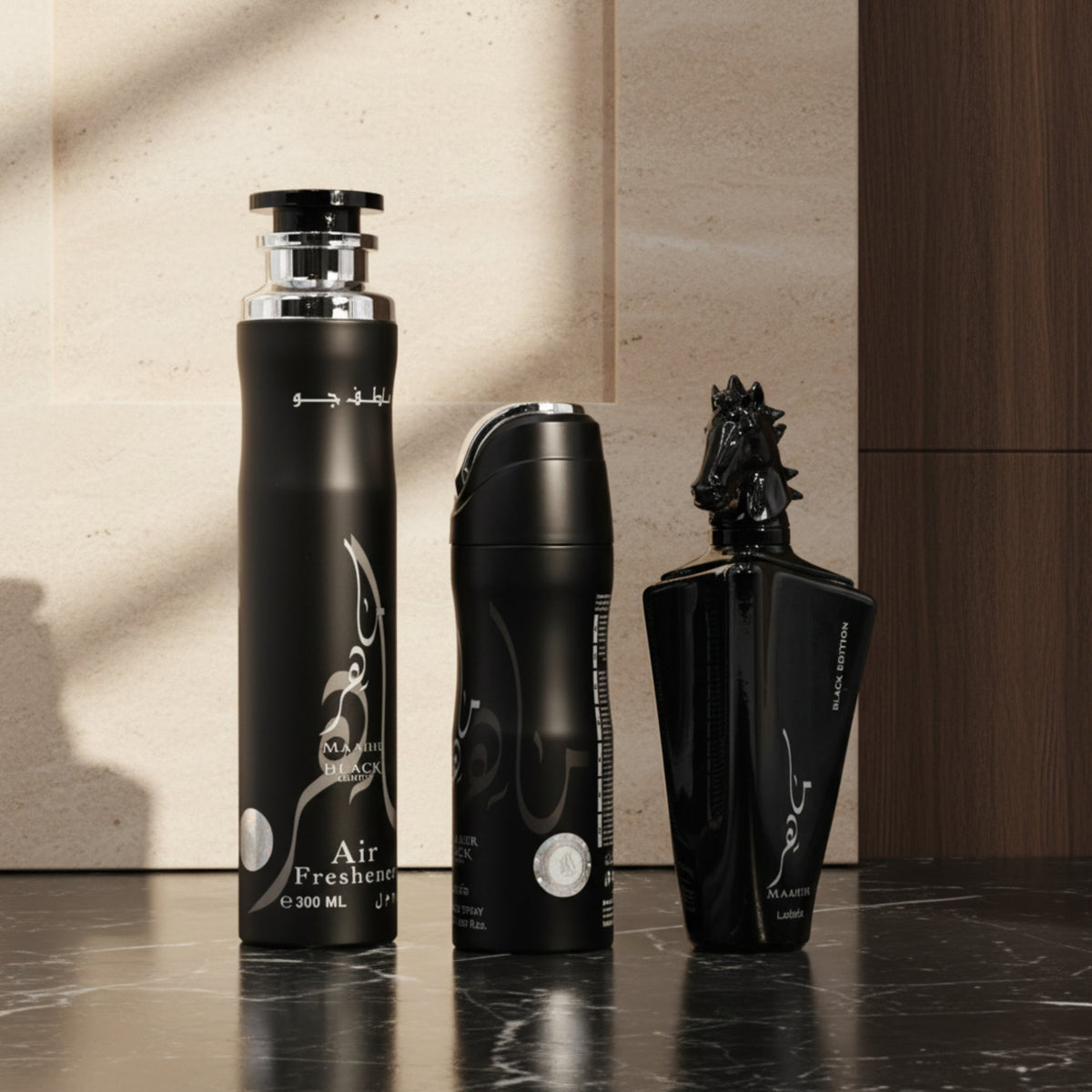 Maahir Black Edition by Lattafa for Unisex 3pcs Gift set New in Box