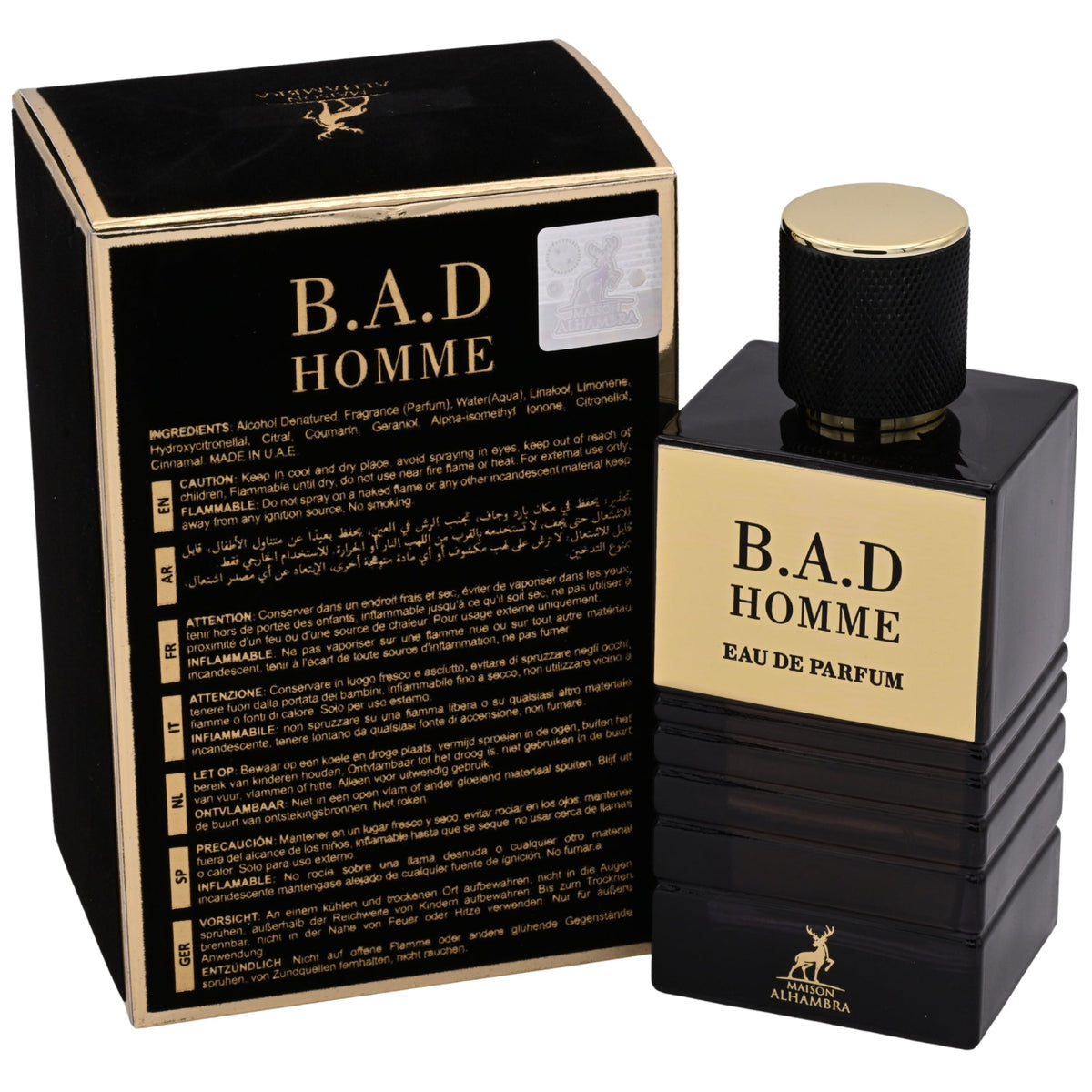 Maison Alhambra B.A.D Pour Homme Eau de Parfum Spray for Men 3.4 oz (100 ml) New in Retail Box