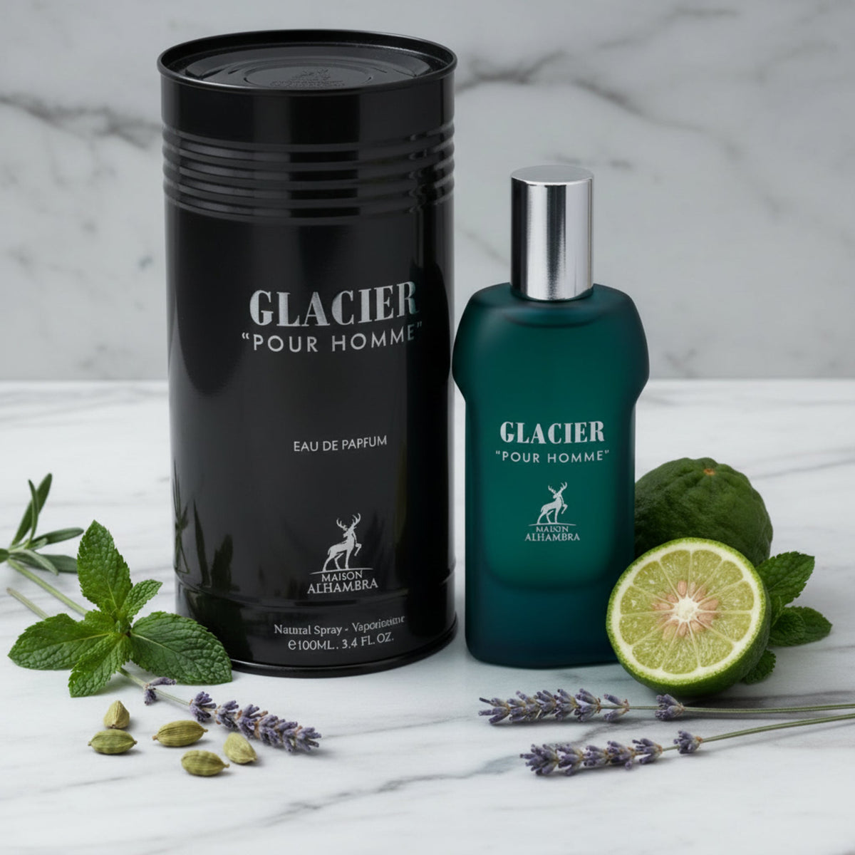 Maison Alhambra Glacier Pour Homme Eau de Parfum Spray for Men 3.4 oz (100 ml) New in Box