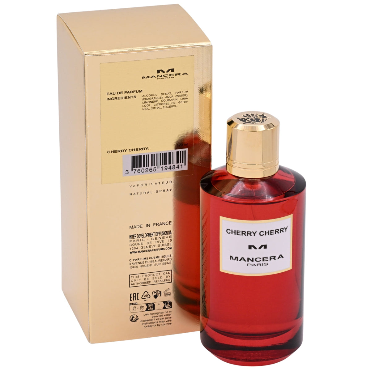 Mancera Cherry Cherry Eau de Parfum Spray for Women 4.0 oz (120 ml) New Retail Box