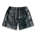 Black Patchwork Paisley Shorts