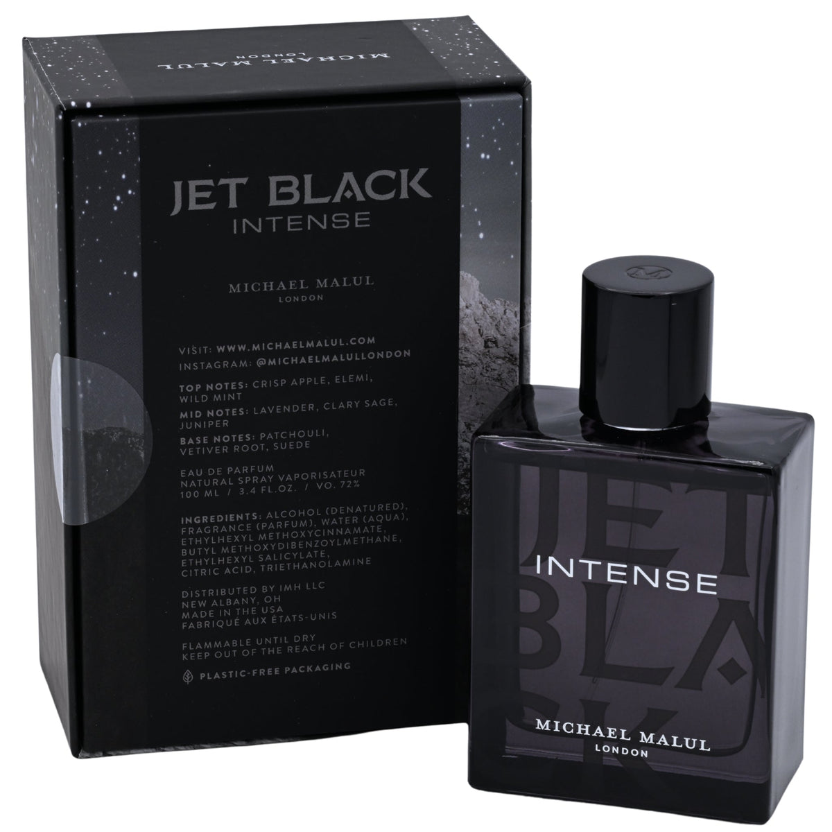 Michael Malul Jet Black Intense EDP Spray Men 3.4 oz New Box