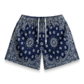 Screenprinted Paisley Two-Tone Navy Shorts