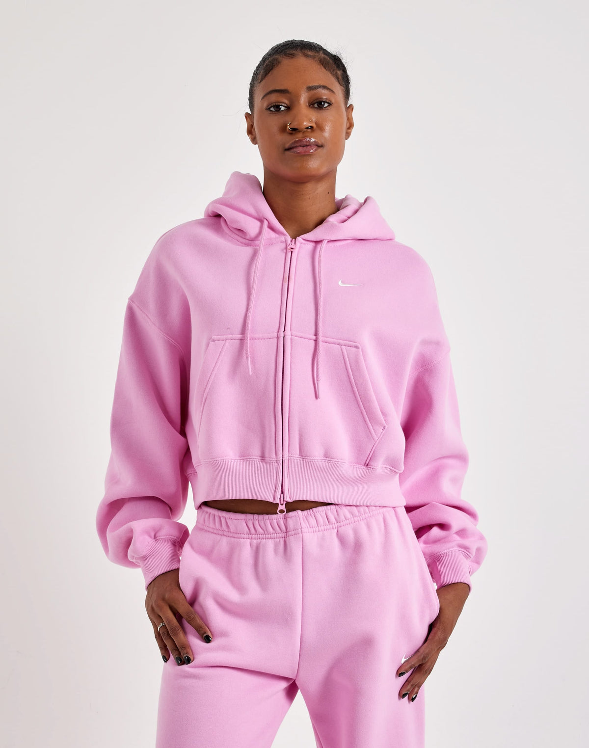 Nike Studio Fleece Medium-Weight Cropped Full-Zip Hoodie