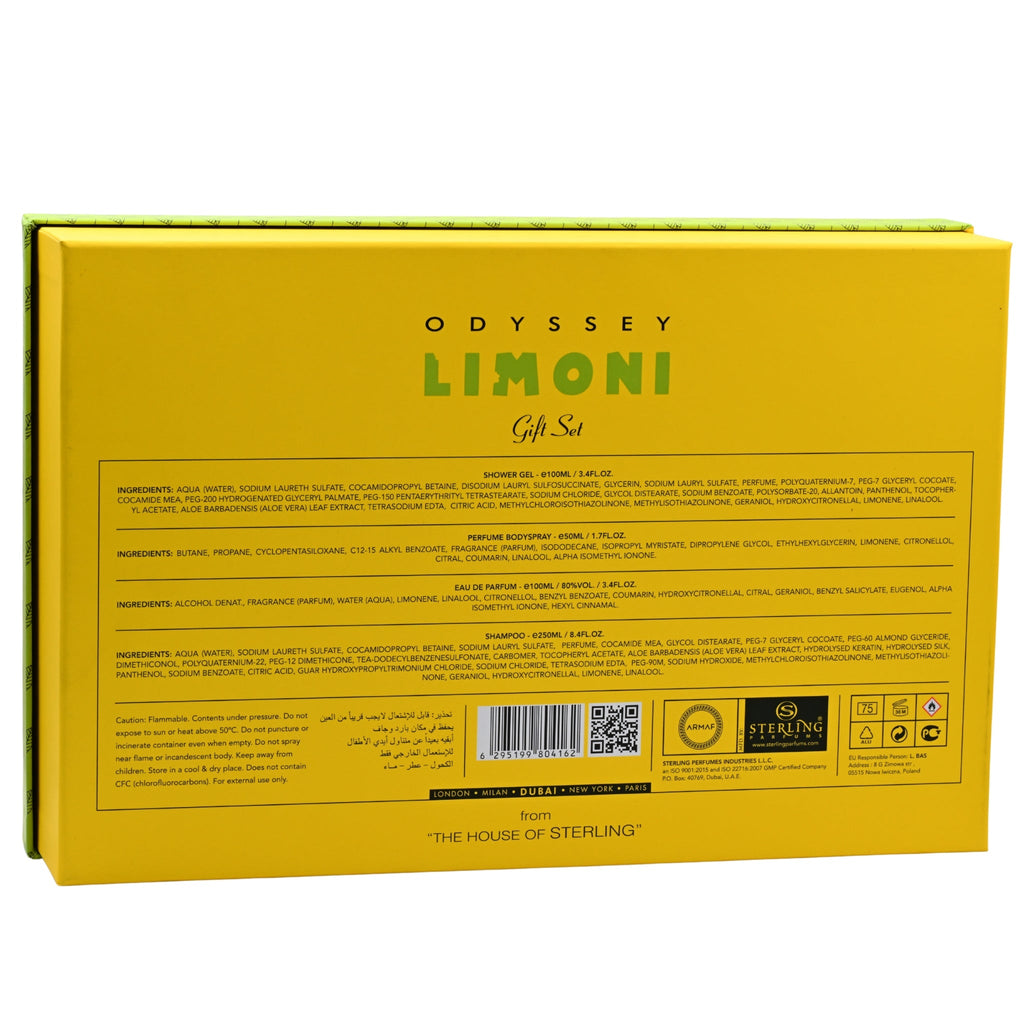 Odyssey Limoni Fresh Edition by Armaf 4 pcs gift set for men EDP New in Box