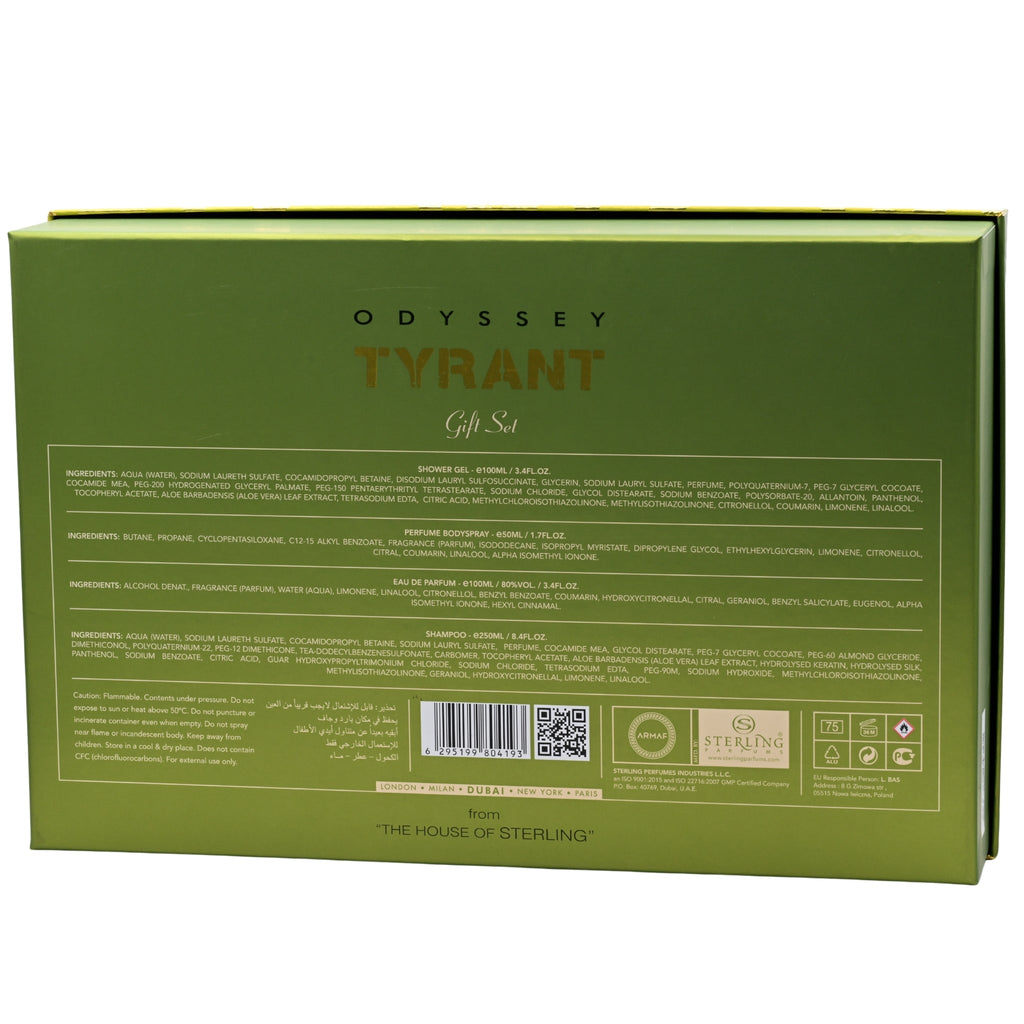 Odyssey Tyrant Special Edition by Armaf 4 pcs gift set for men EDP New in Box