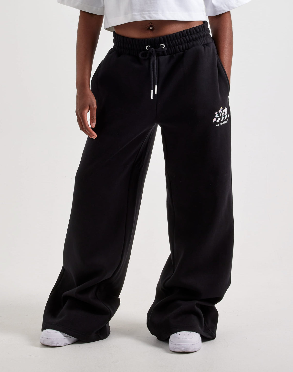 Off-White L/AB Floral Wide Leg Fleece Pants
