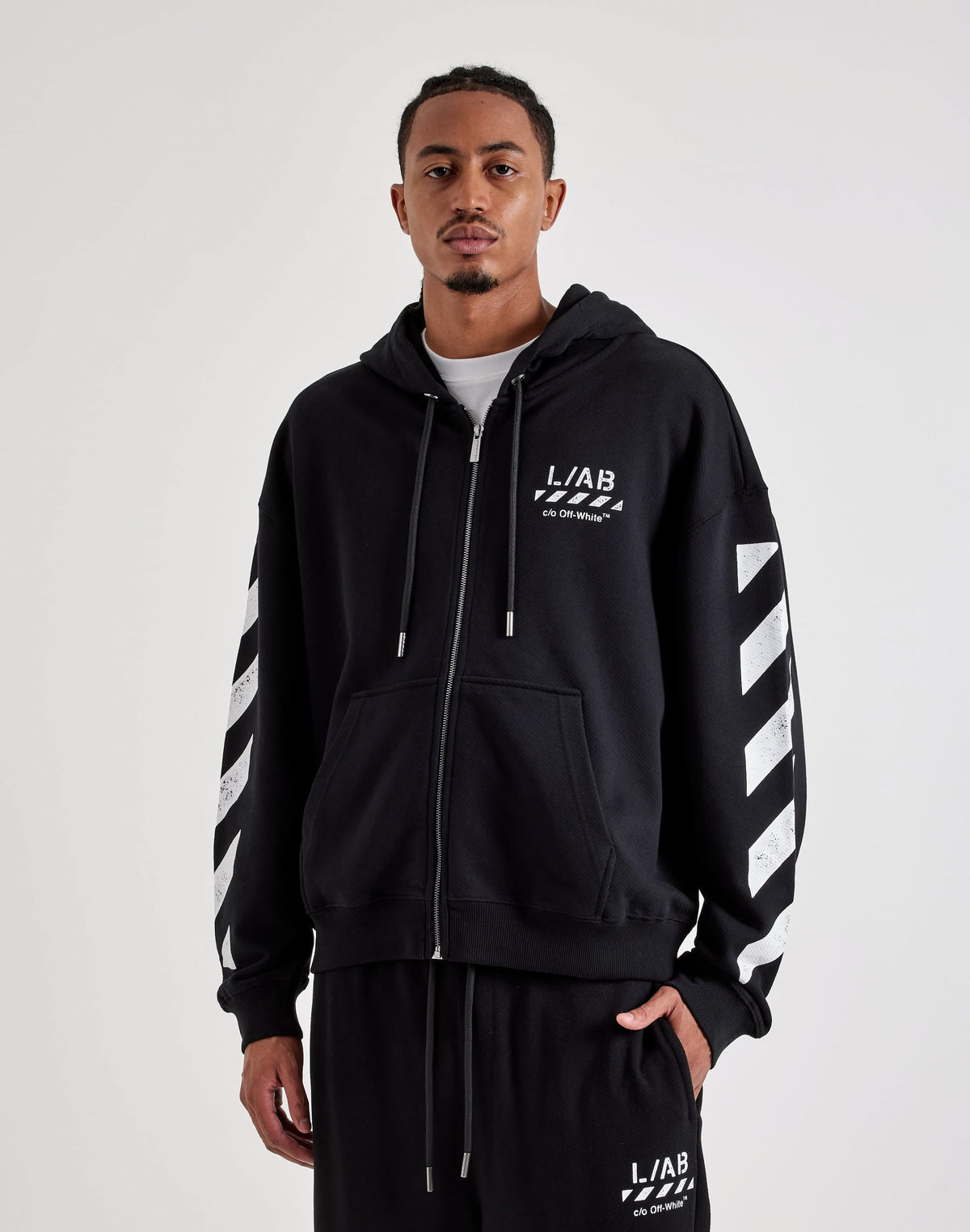Off-White L/AB Diagonal Full-Zip Fleece Hoodie
