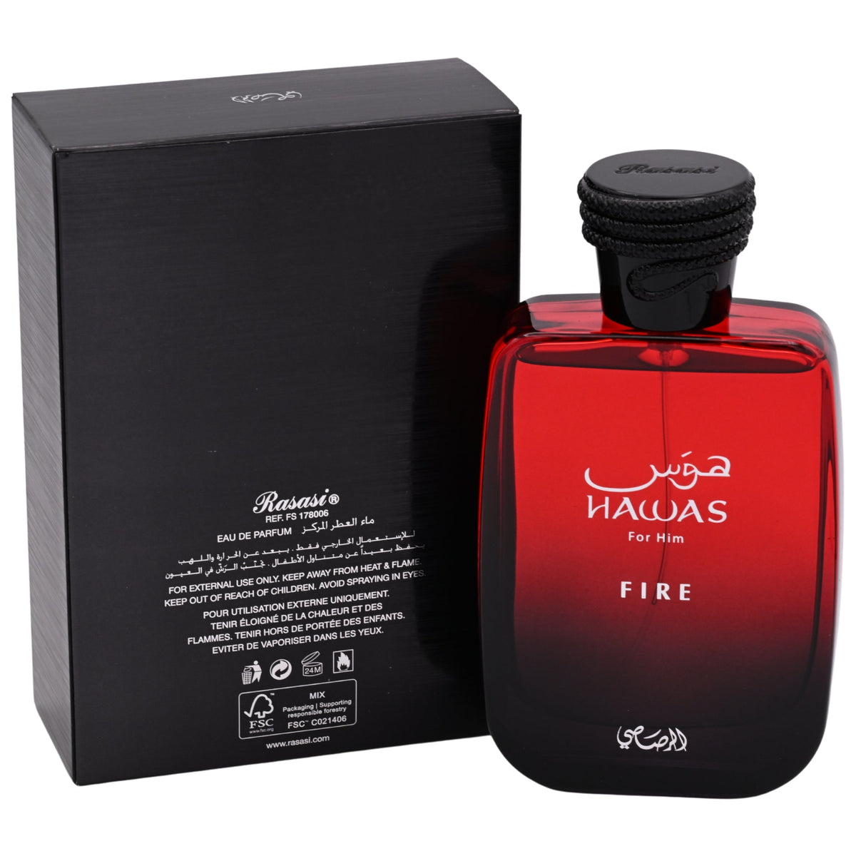 Rasasi Hawas Fire Eau de Parfum Spray for Men 3.38 oz (100 ml) New Retail Box