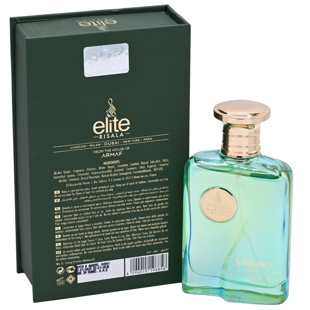Risala Elite Vittorio Milano Eau de Parfum Spray for Men 3.4 fl oz (100 ml)